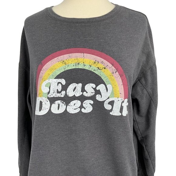 Wildfox Size M Easy Does It Sweatshirt Rainbow Grey Long Sleeve Comfort Women's - Picture 2 of 10